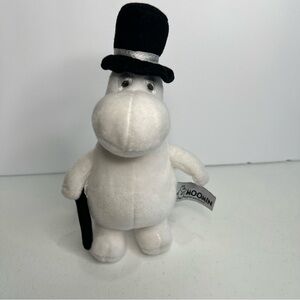 MOOMIN HIPPO WHITE PLUSH STUFFED ANIMAL TOY MARTINEX 8" Black Top Hat Finland